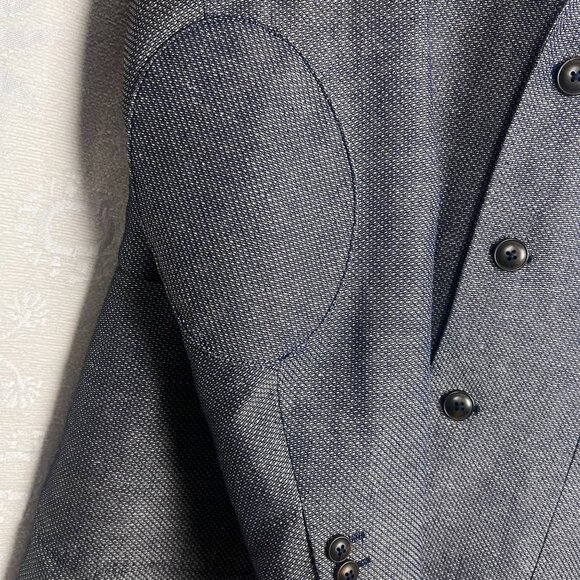 Cotelac elbow patch cotton linen tweed blazer lightweight men's suit jacket FR50 - Picture 2 of 9